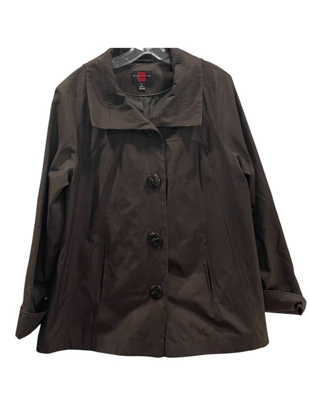 Vintage 90s Gallery Hooded Jacket L Brown Casual Retro Layers Outdoor Streetwear